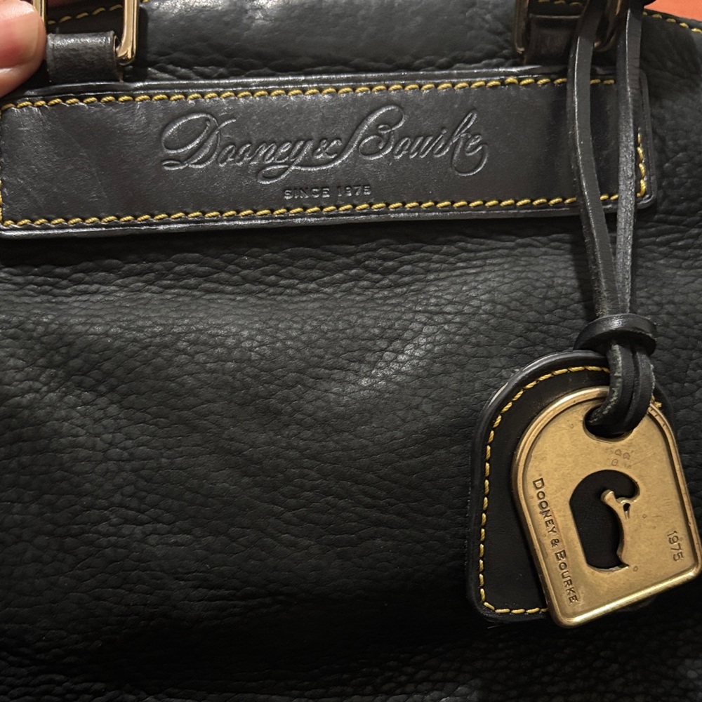 Dooney & Bourke Black Leather Satchel with Gold Accents soft leather - Picture 2 of 11